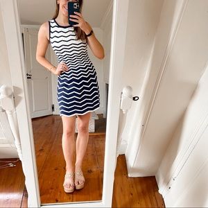 Trina Turk Blue and White Lightweight Knit Dress